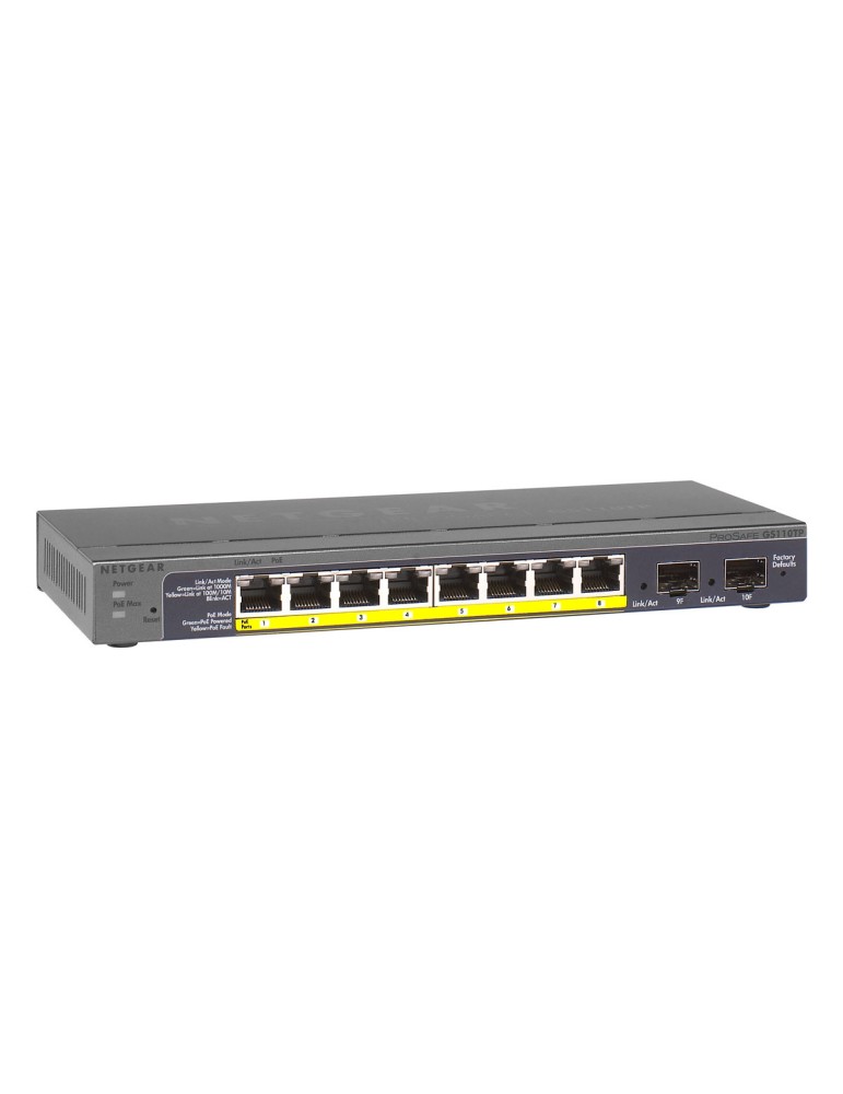 Netgear GS110TP 10-Port Smart Managed Switch [8x Gigabit-LAN, PoE+ 55W, 2x SFP, Lüfterlos]