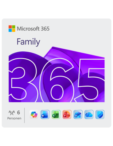 Microsoft 365 Family [6 Benutzer /1 Jahr / 6TB OneDrive] - Abo - mit Word, Excel, PowerPoint, OneNote, Outlook, Access und mehr