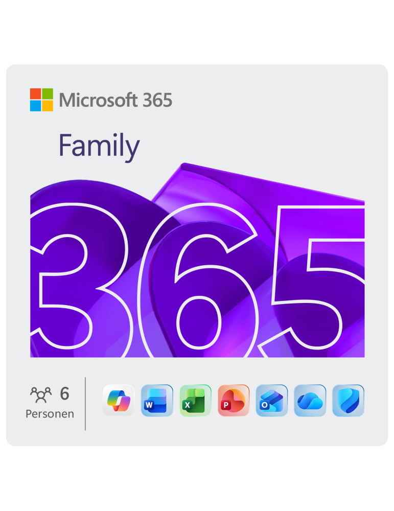 Microsoft 365 Family [6 Benutzer /1 Jahr / 6TB OneDrive] - Abo - mit Word, Excel, PowerPoint, OneNote, Outlook, Access und mehr
