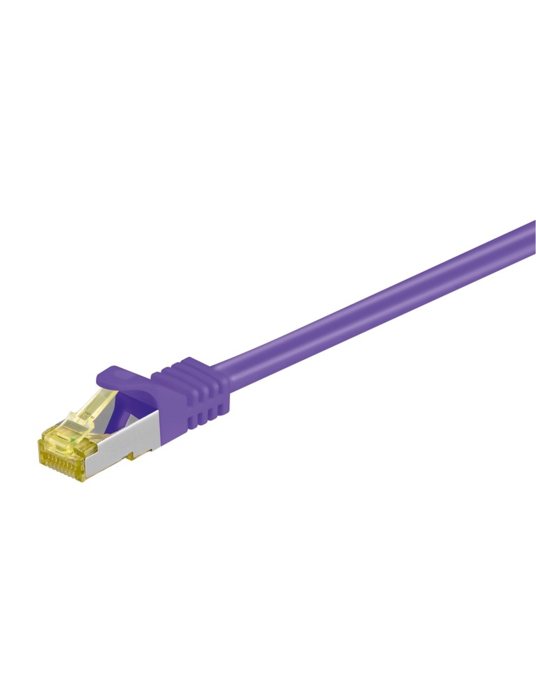 Goobay 2m RJ45 Patchkabel CAT 6A S/FTP (PiMF), 500 MHz, mit CAT 7 Rohkabel, violett LSZH halogenfrei, Kupfer