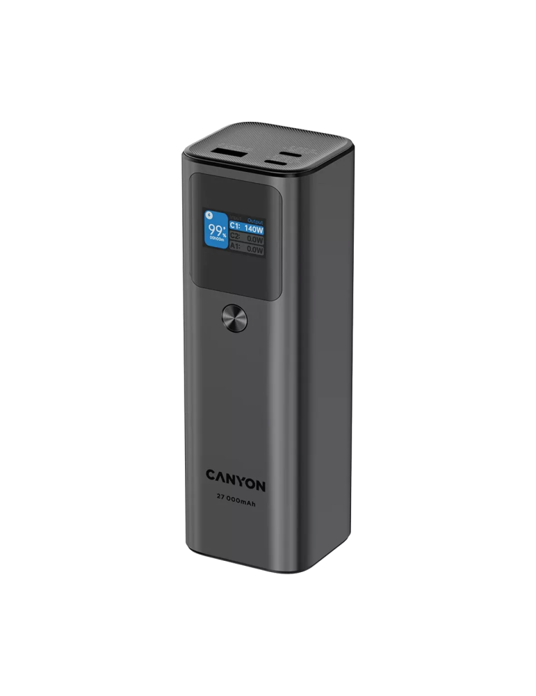 CANYON Powerbank PB-2010 TFT 27000 mAh 97.2Wh PD140W QC 3.0 - Dark Grey