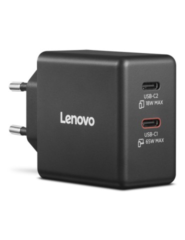 Lenovo Dual USB-C 65W GaN Ladegerät, schwarz