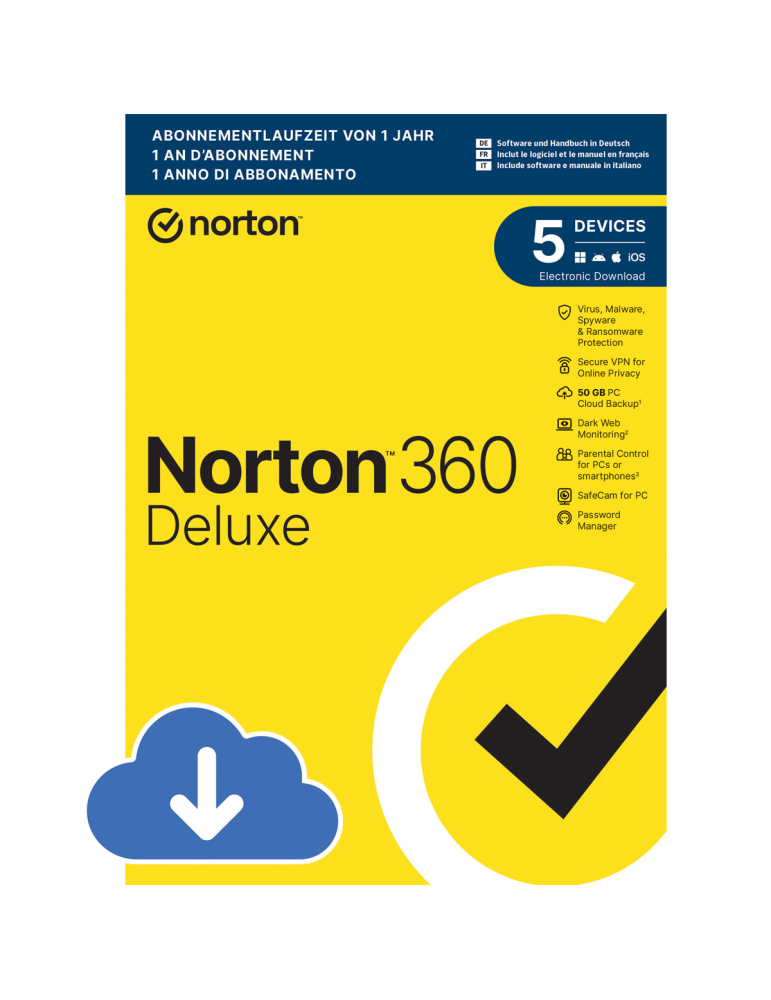 Norton 360 Deluxe [5 Geräte - 1 Jahr - 50GB]