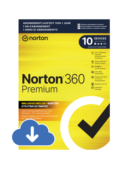 Norton 360 Premium [10 Geräte - 1 Jahr - 75GB]
