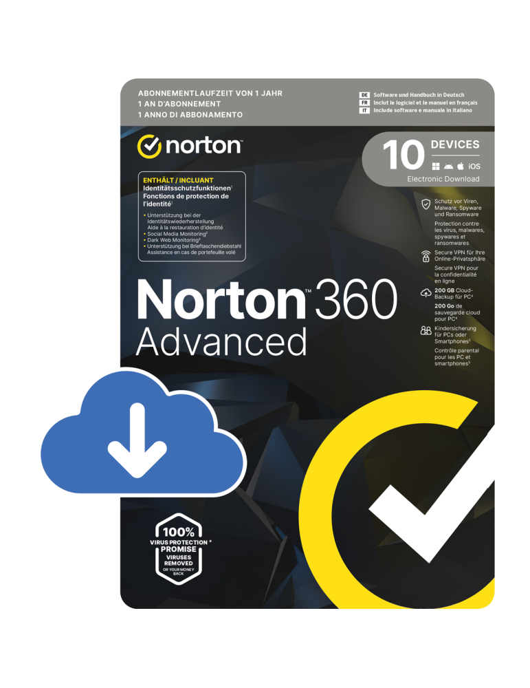 Norton 360 Advanced [10 Geräte - 1 Jahr - 200GB]