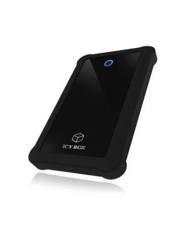 ICY BOX IB-233U3-B Externes Gehäuse für 2,5" SATA HDD/SSD [USB 3.0 Anschluss, Silikon-Schutzhülle, schwarz]