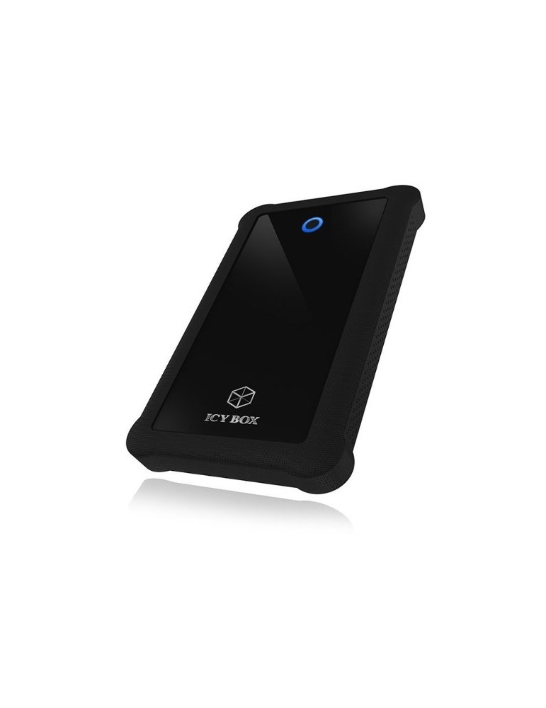 ICY BOX IB-233U3-B Externes Gehäuse für 2,5" SATA HDD/SSD [USB 3.0 Anschluss, Silikon-Schutzhülle, schwarz]
