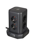 Brennenstuhl Steckdosenturm 8-fach in 45°- Anordnung 4x USB, mit 2 Kabel, zweipoliger Schalter