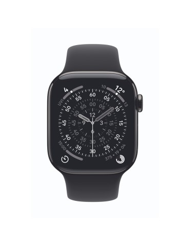 Apple Watch Series 11 Cellular 42mm Schiefer Titan Gehäuse mit Schwarz Sport Band - M/L