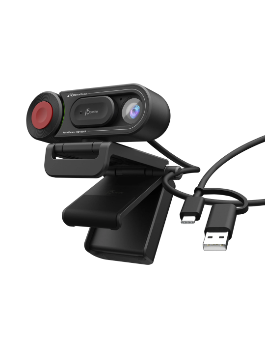 j5create - Webcam - Full HD, USB 2.0 / USB-C Anschluss / Auto- & manueller Fokusschalter