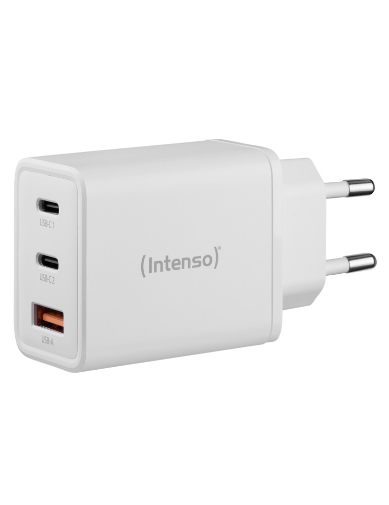 Intenso Netzteil Power Adapter W65ACC GaN, Anschlüsse: - 2x USB-C, 1x USB-A, Output: max. 65 Watt, GaN-Technologie, Weiß