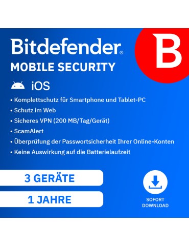 Bitdefender Mobile Security für iOS [3 Geräte - 1 Jahr]