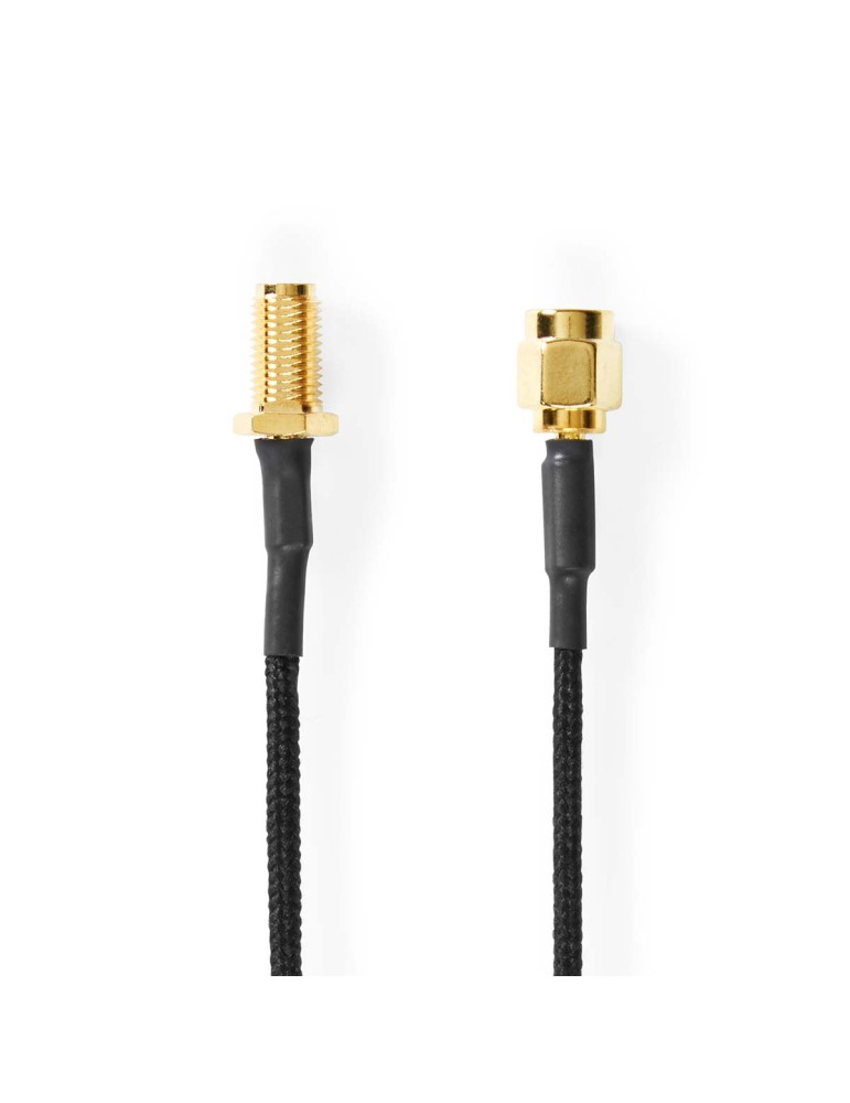 Nedis Antennenkabel | SMA-Buchse | SMA-Stecker - Vergoldet | 50 Ohm | Einzeln geschirmt | 0.50 m | Rund | Geflochten | Schwarz |