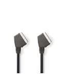 Nedis SCART-Kabel | SCART Stecker | SCART Stecker - Vernickelt | 480p | 1.50 m | Rund | PVC | Schwarz | Label