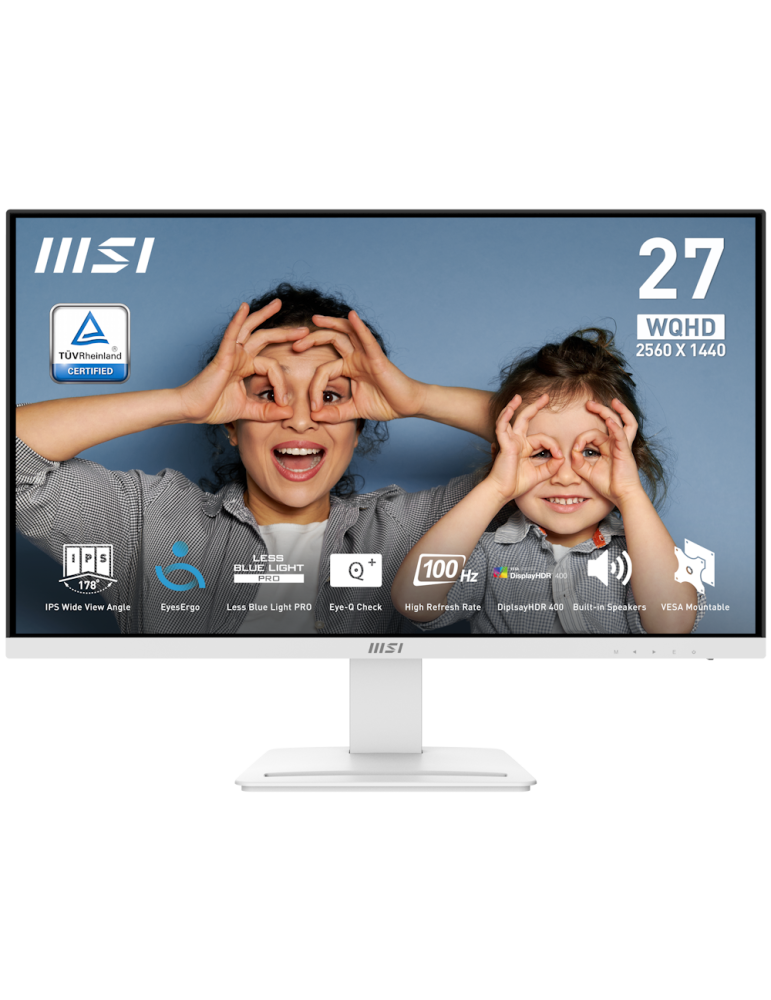 MSI PRO MP273QWDE E2 Office Monitor - QHD IPS Panel, 100Hz White, 1ms(MPRT) Response Time (GTG) 4ms