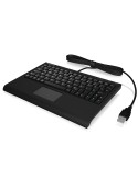KeySonic ACK-3410 USB-Tastatur (DE) Kompakt-Mini-Tastatur mit integriertem Smart-Touchpad, SoftSkin Beschichtung, Leiser Tastena