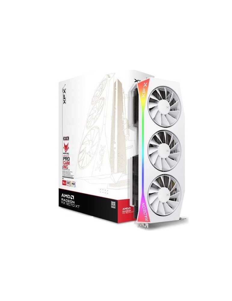 XFX Radeon RX 9070XT MERCURY Gaming RGB 16GB OC White - 16GB GDDR6, 1x HDMI, 3x DP