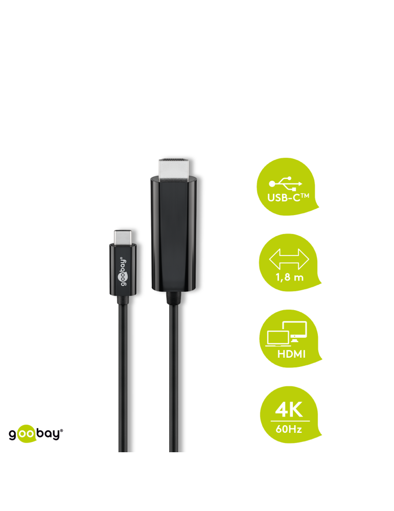 Goobay USB 3.1 Type-C™ zu HDMI™ Adapterkabel 4k@60Hz [1,8m schwarz]