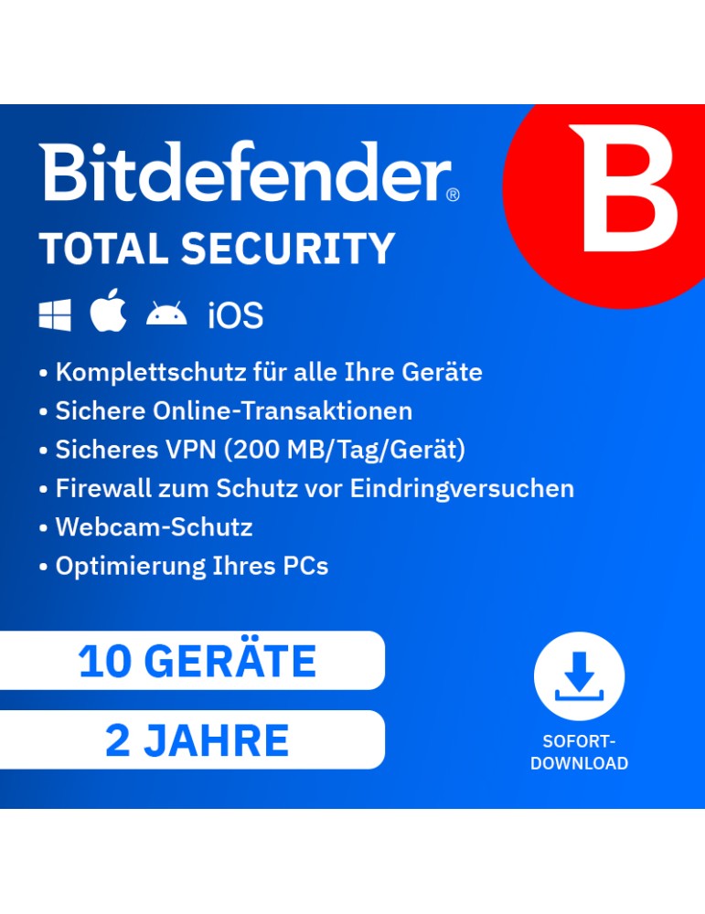 Bitdefender Total Security [2 Jahre - 10 Geräte]