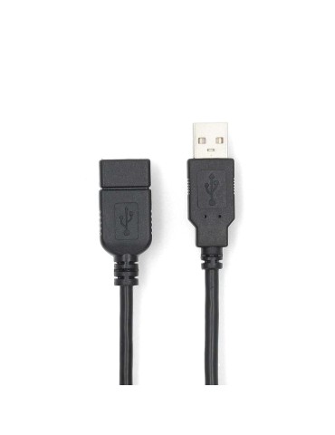 Nedis USB-Kabel | USB 2.0 | USB-A Stecker | USB-A Buchse - 480 Mbps | Vernickelt | 2.00 m | Rund | PVC | Schwarz | Box