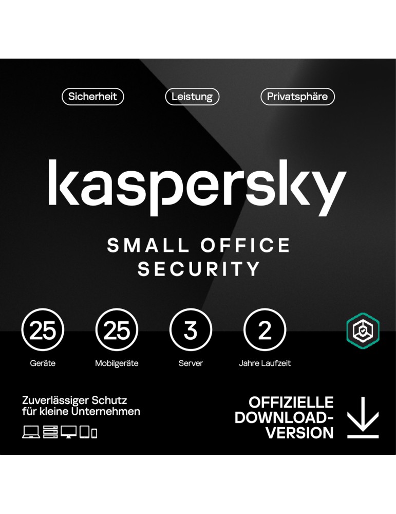 Kaspersky Small Office Security [25 Geräte - 2 Jahre] Base 25 Geräte + 25 Mobilgeräte + 3 Dateiserver - 2 Jahre