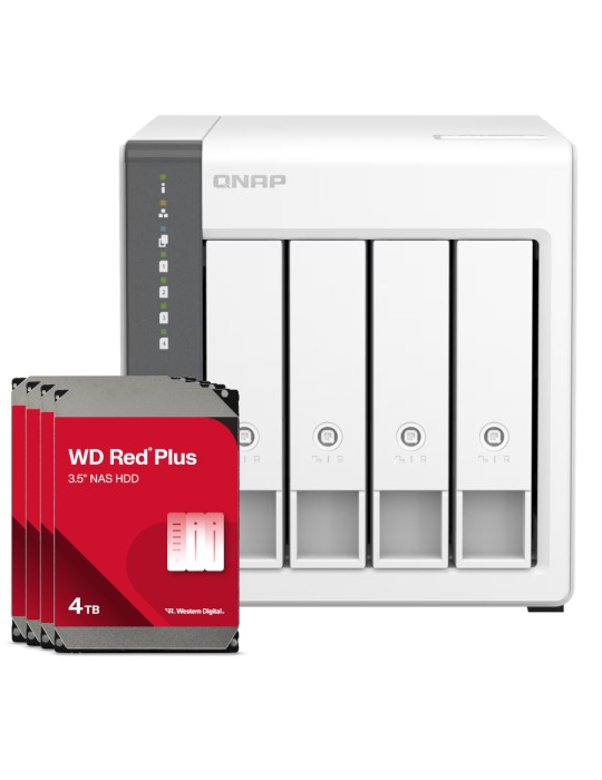 QNAP TS-433-4G 16TB WD Red Plus NAS-Bundle NAS inkl. 4x 4TB WD Red Plus 3.5 Zoll SATA Festplatte