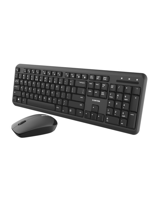 Canyon Tastatur und Maus SET-W20, Kabellos 2,4 GHz, DE-Layout Spritzwassergeschützt, Mausauflösung - 1200 DPI