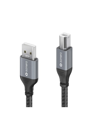 sonero USB 2.0 Kabel - A/B -Aluminium-space grey/schwarz - 0,50m