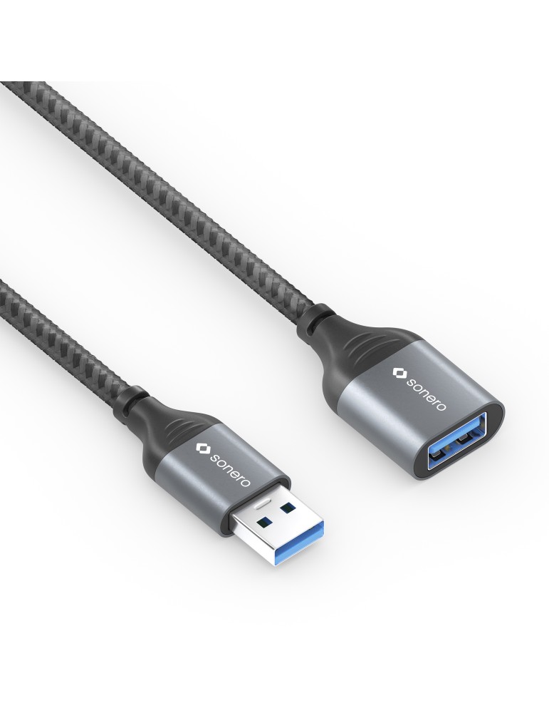 sonero USB 3.0 Kabel - A/A Verlängerung - Aluminium space grey/schwarz - 0,50m