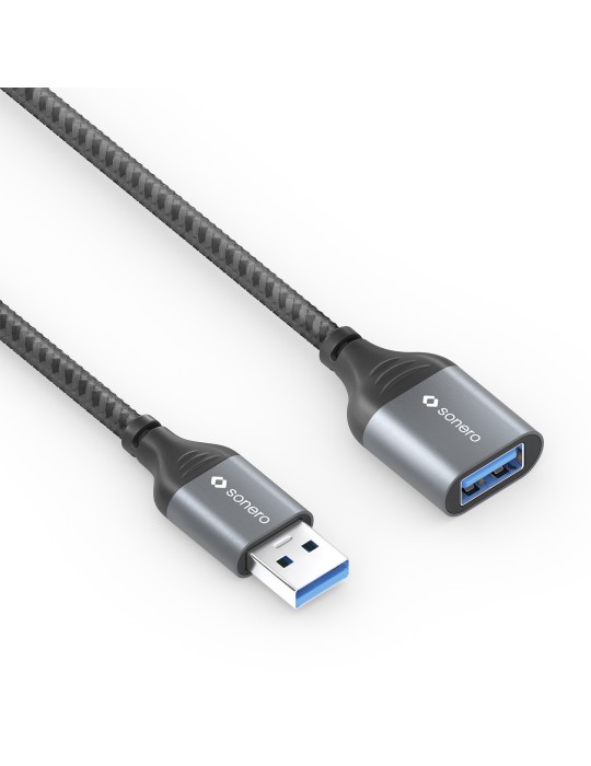 sonero USB 3.0 Kabel - A/A Verlängerung - Aluminium space grey/schwarz - 0,50m