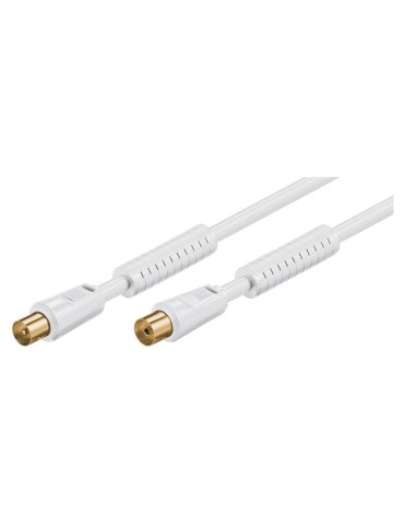 Goobay Antennenkabel 5,0 m, weiss, mit Ferrite (80 dB), 2x abgeschirmt