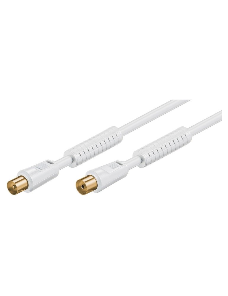 Goobay Antennenkabel 5,0 m, weiss, mit Ferrite (80 dB), 2x abgeschirmt