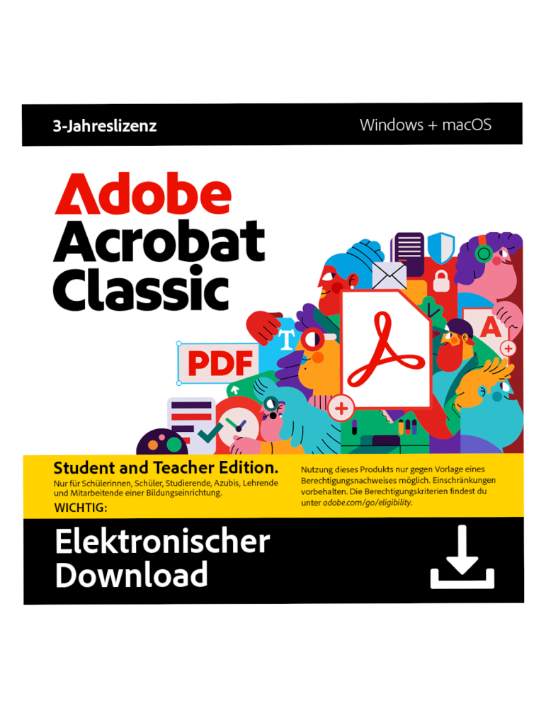 Adobe Acrobat Classic | 3 Jahre | Studierende & Lehrende Pc/Mac