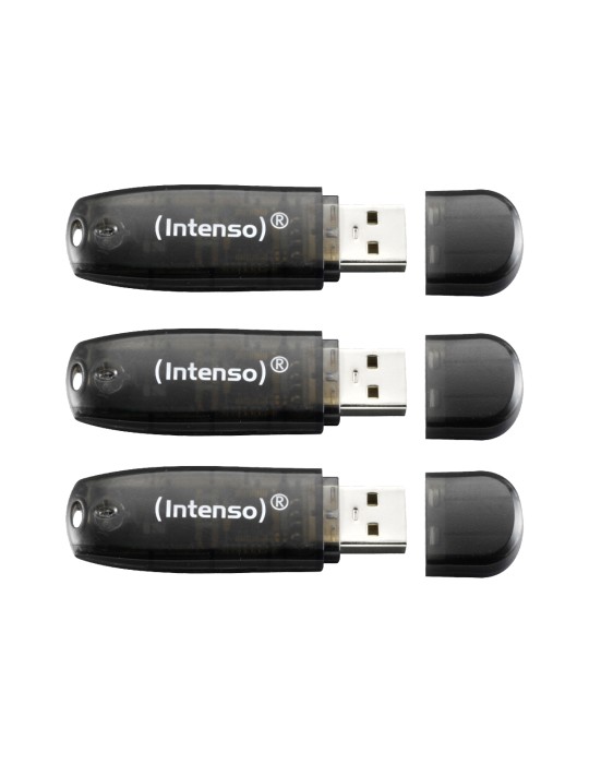 3er Pack Intenso Rainbow Line Typ-A 16GB USB-Stick Schwarz Mit Schutzkappe, bis zu 28 MB/s, USB 2.0