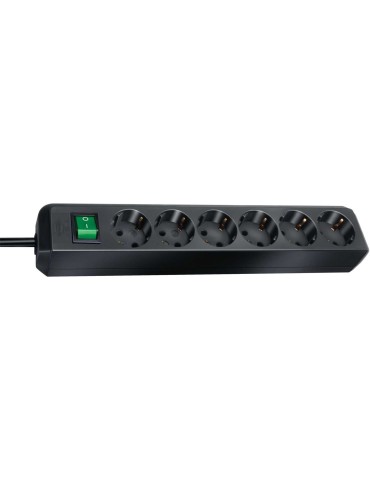 Brennenstuhl Eco-Line Steckdosenleiste [6-fach, schwarz, Schalter, 1.5m]