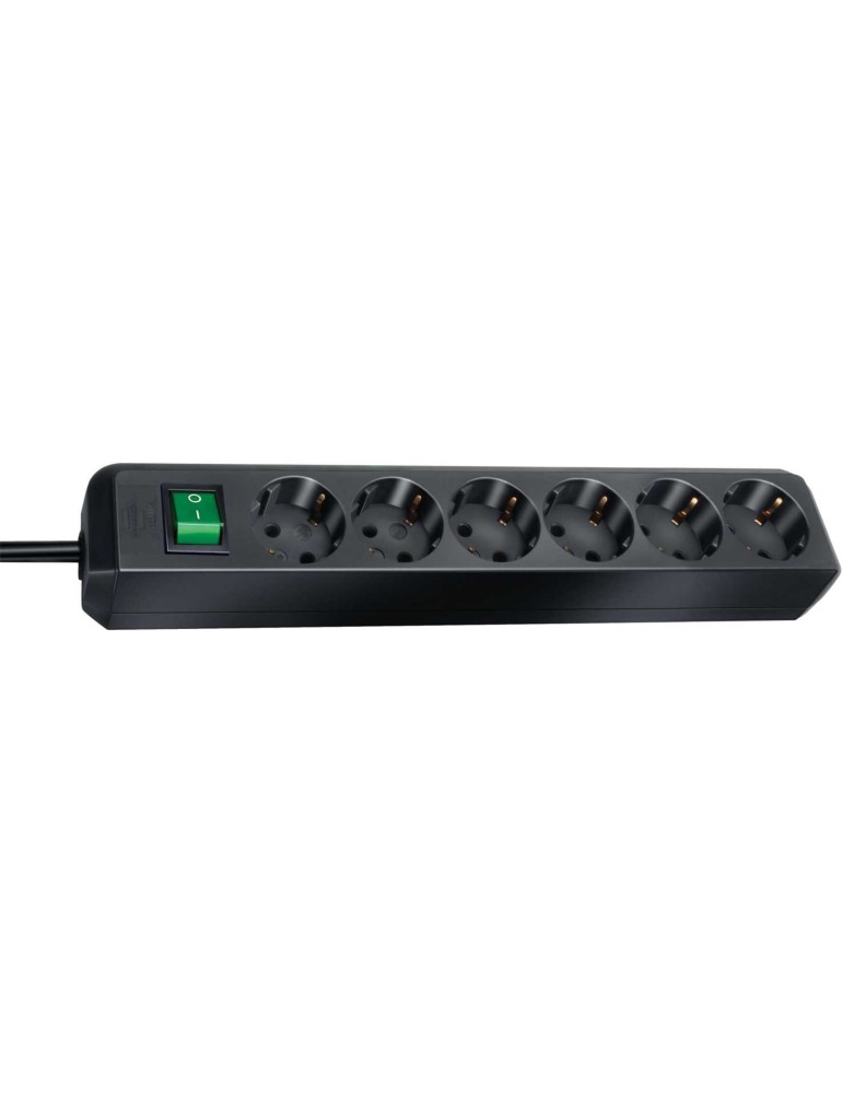 Brennenstuhl Eco-Line Steckdosenleiste [6-fach, schwarz, Schalter, 1.5m]