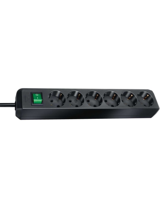 Brennenstuhl Eco-Line Steckdosenleiste [6-fach, schwarz, Schalter, 1.5m]