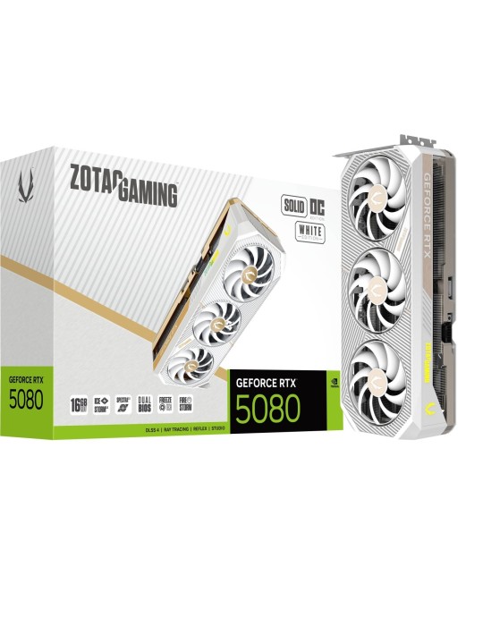 Zotac Gaming GeForce RTX 5080 SOLID OC White - 16GB GDDR7, HDMI, 3x DP