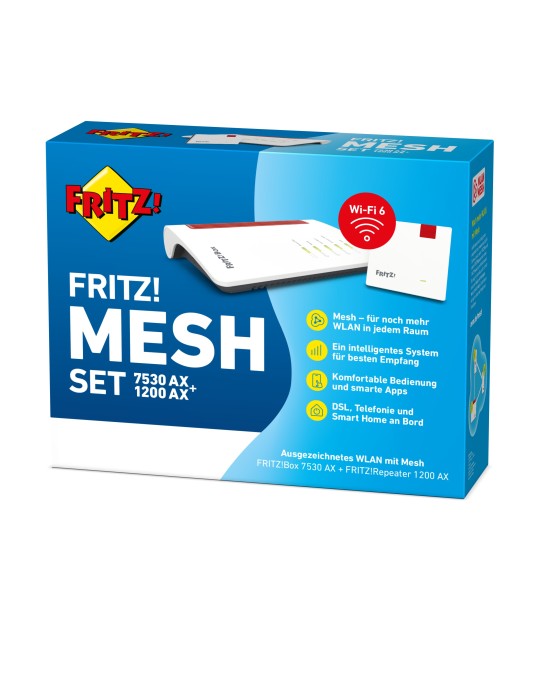 FRITZ!Mesh Set: FRITZ!Box 7530 AX (Wi-Fi 6 Router mit 1.800 MBit/s + 600 MBit/s)