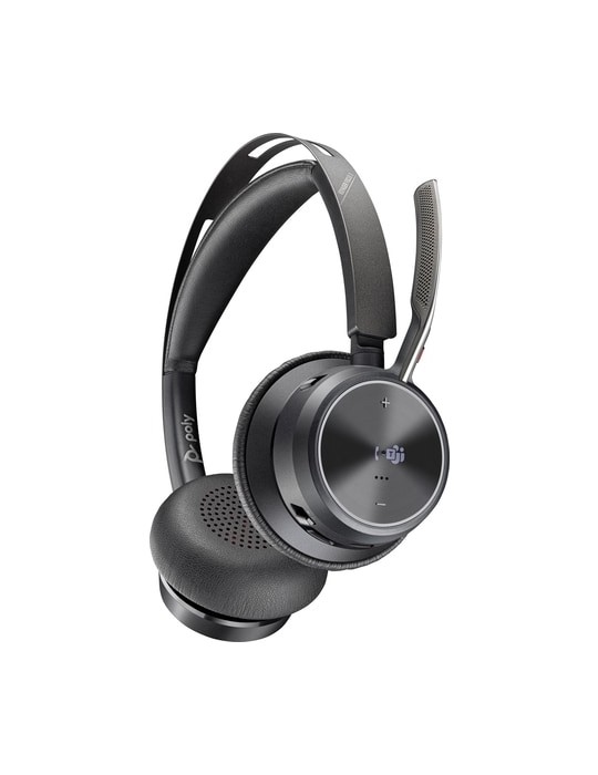 Poly Voyager Focus 2 Bluetooth-Headset MS Teams zertifiziert, Hybrid Active Noise Cancellation (ANC), 6 Mikrofone, Mikrofon-Gerä