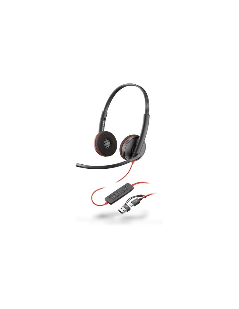 Poly Blackwire 3220 Stereo Headset USB-C-Anschluss incl. USB-Adapter