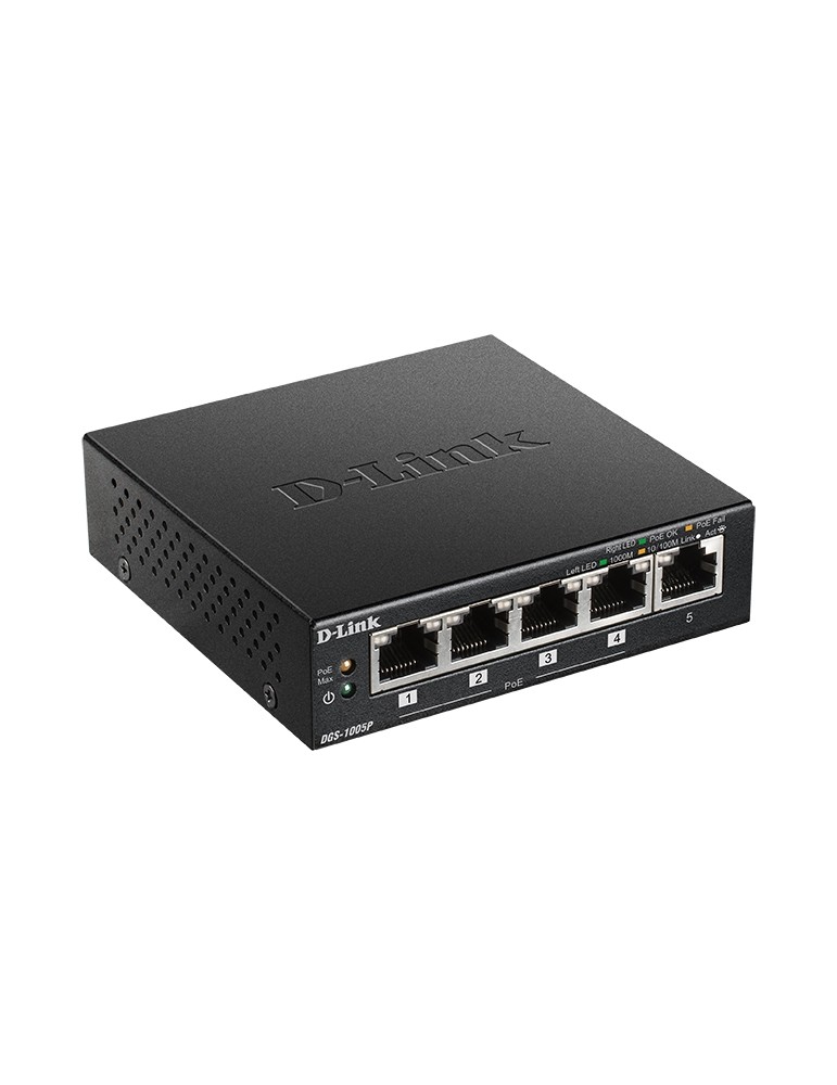 D-Link 5-Port Desktop Gigabit PoE+ Switch (DGS-1005P)