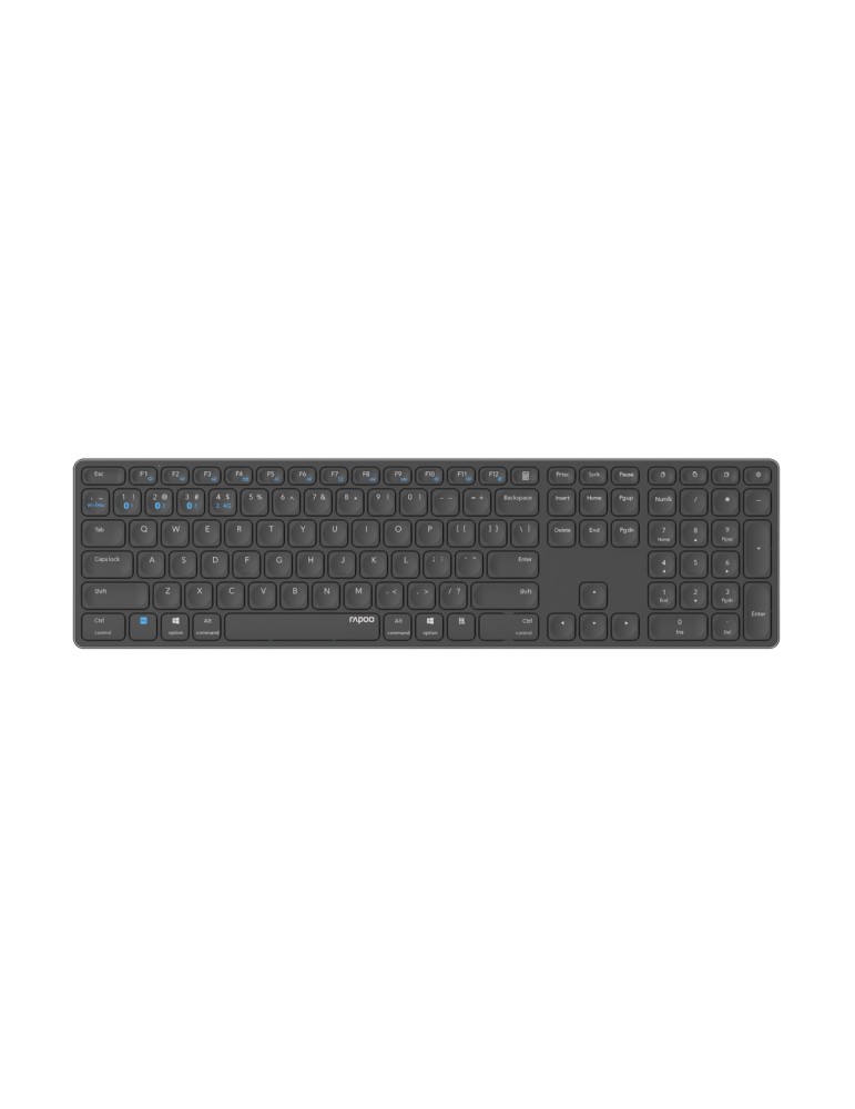 Rapoo Kabellose Multimodus Tastatur "E9800M", DE-Layout, grau kabellose Multimodus-Verbindung - ultraflaches Design,