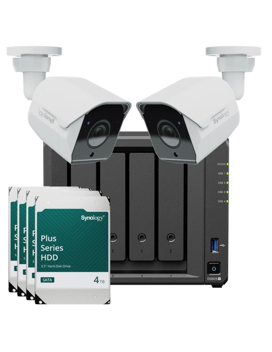 Synology DS925+ 16TB Surveillance Bundle NAS inkl. 4x 4TB Synology Plus HDD und 2x BC500 Überwachungskamera