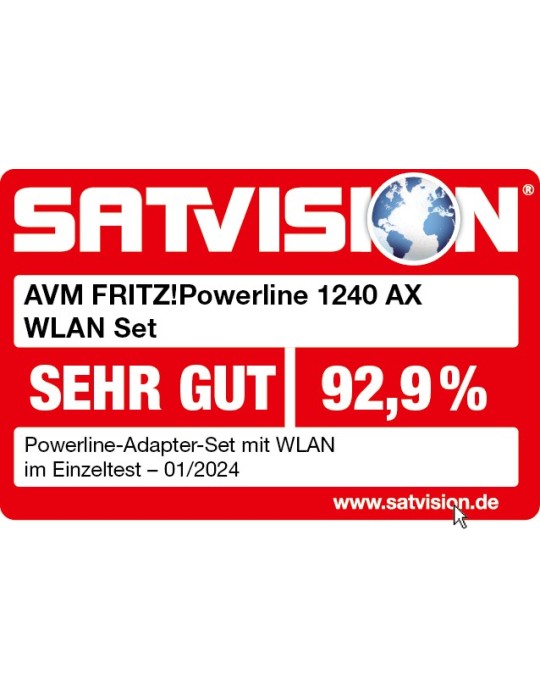 FRITZ!Powerline 1240 AX WLAN Set (Gigabit-Powerline mit Wi-Fi 6, WLAN-Access Point)