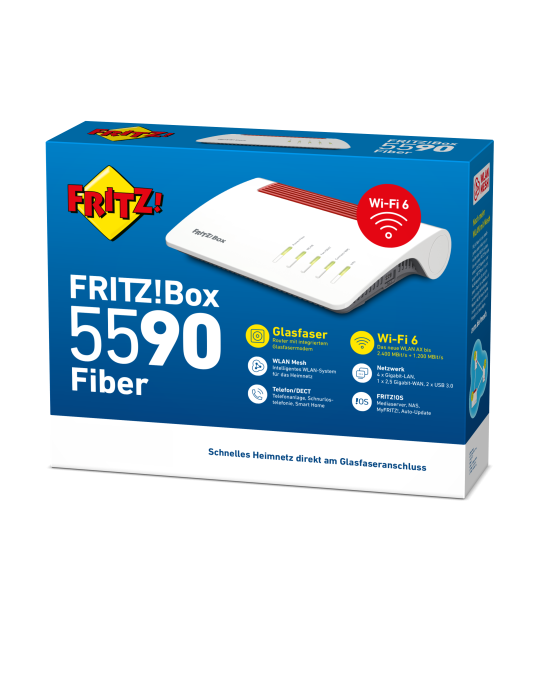 FRITZ!Box 5590 Fiber | Router für einen Glasfaseranschluss (Wi-Fi 6, bis 2.400 MBit/s (5 GHz)