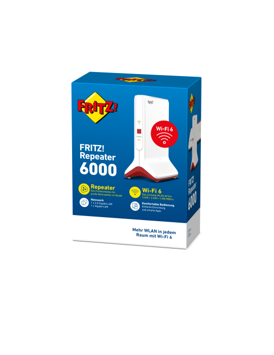 FRITZ!Repeater 6000 (WiFi 6 Repeater mit drei Funkeinheiten: 5 GHz (2 x bis zu 2.400 MBit/s)