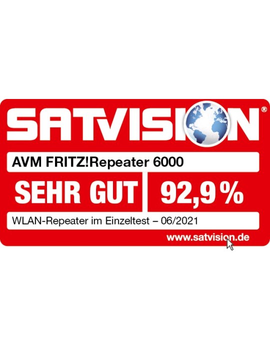 FRITZ!Repeater 6000 (WiFi 6 Repeater mit drei Funkeinheiten: 5 GHz (2 x bis zu 2.400 MBit/s)