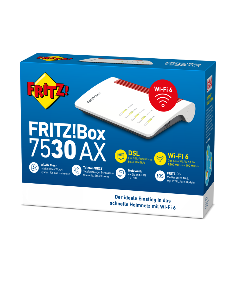 FRITZ!Box 7530 AX ADSL/ADSL2+ VDSL Wi-Fi 6 (WLAN AX)