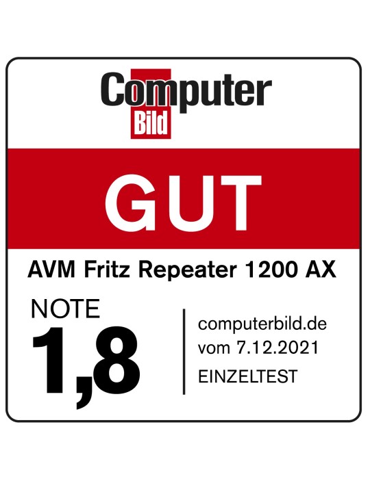 FRITZ!Repeater 1200 AX (Wi-Fi 6 Repeater mit Zwei Funkeinheiten: 5 GHz-Band)